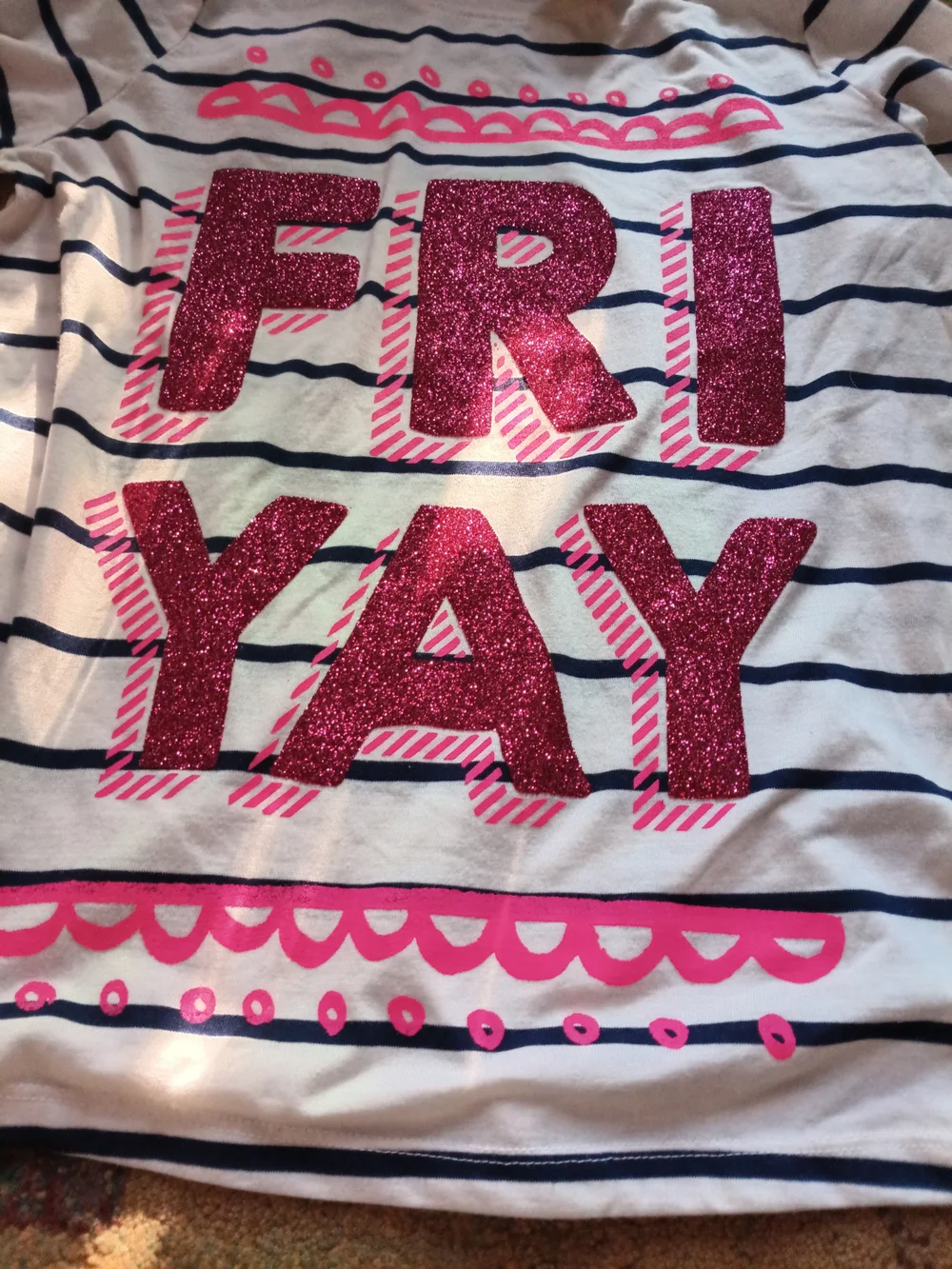 White & Navy Striped 